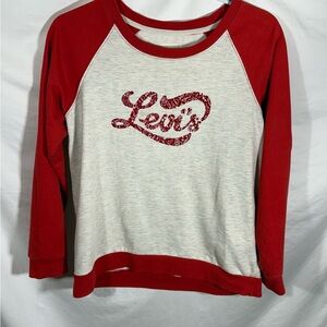 Levi's Women’s Red and Gray Crewneck Sweater